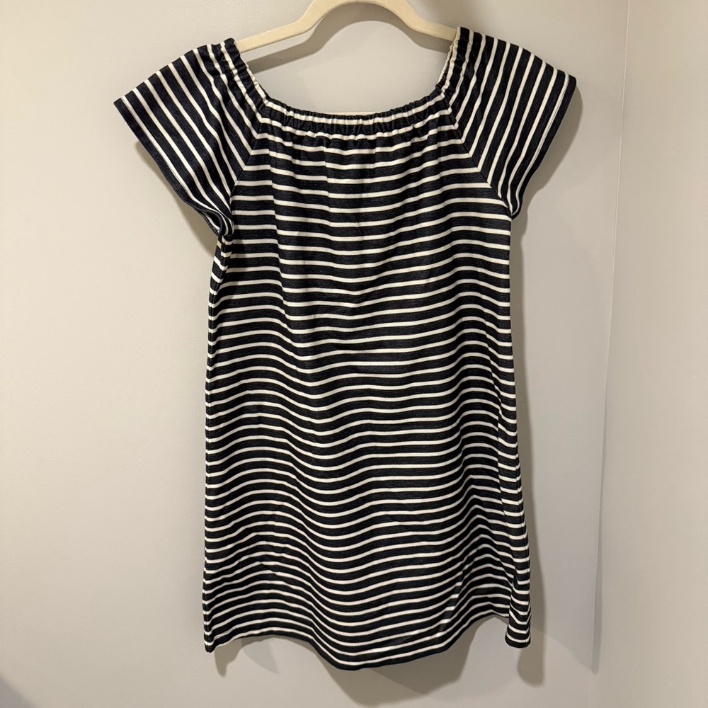 Madewell Dark Blue / Denim & White off the shoulder Striped Dress